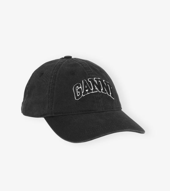 Gorra Ganni lona negra